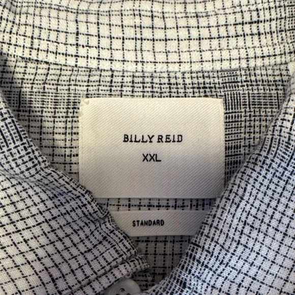 Billy Reid Men's Black & White Plaid Linen Shirt - Picture 2 of 8